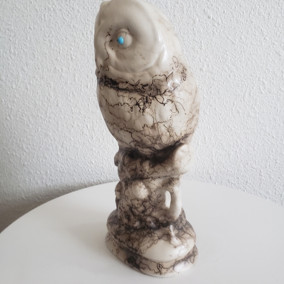 #Native American Pottery Horse Hair Owl Figurine Stature - Picture 13 of 15